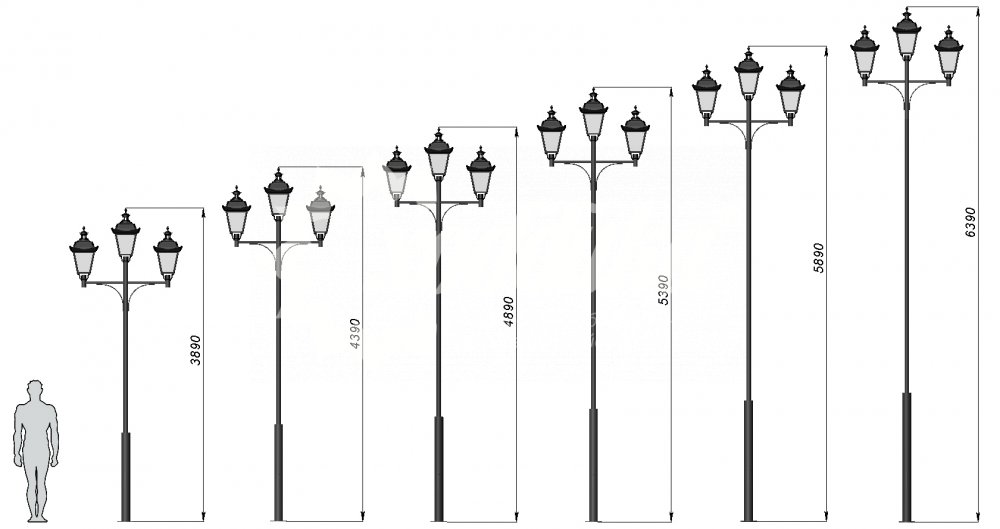 Стальной фонарный столб Ретро 3 мод.17 - 2