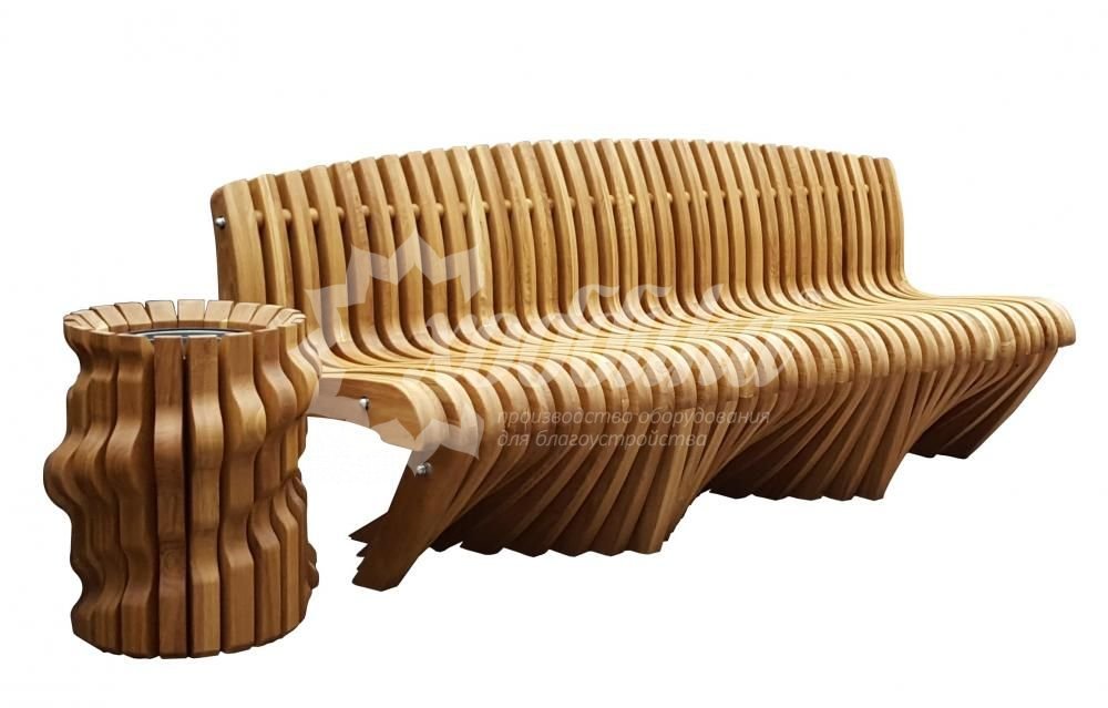 Параметрическая скамейка с урной «Диалог»