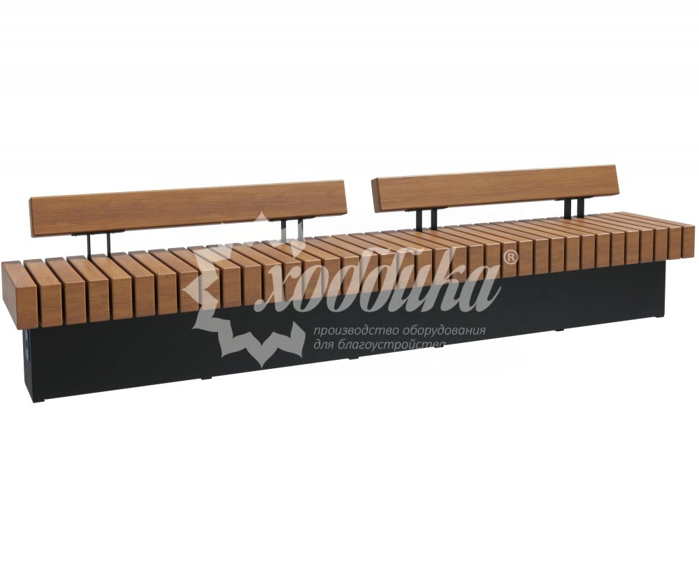 Скамейка стальная «Wood Bench» с USB-входами - 6