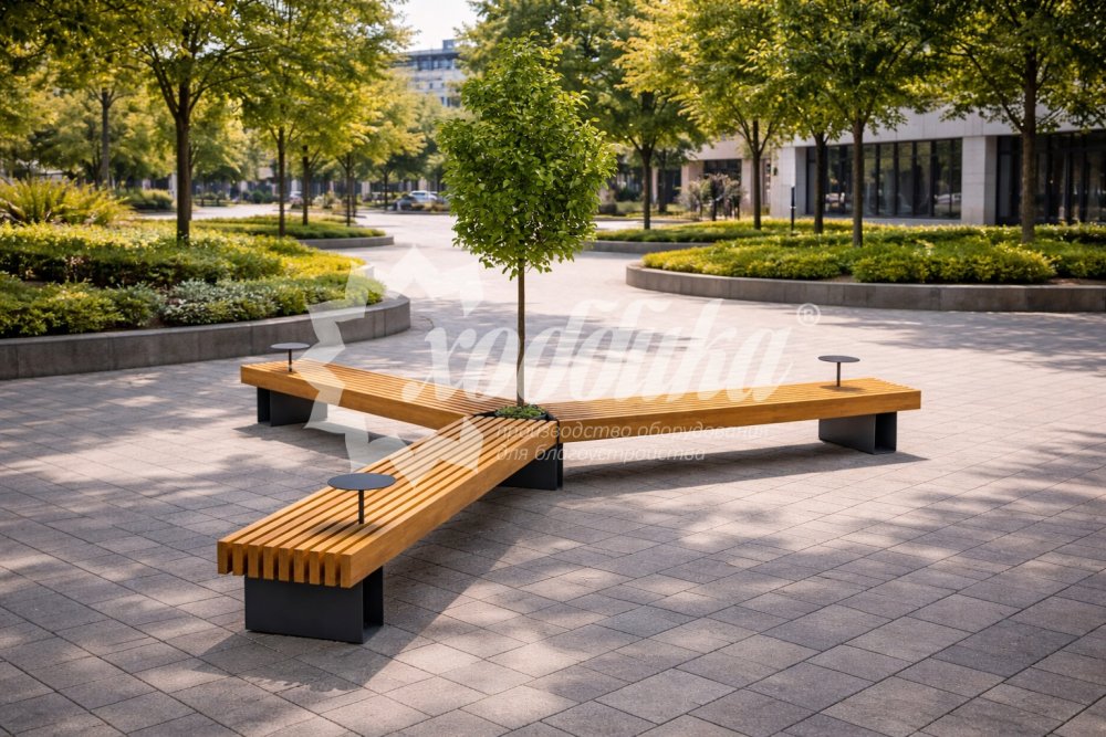 Скамейка стальная «Лондон» трехлучевая - 2