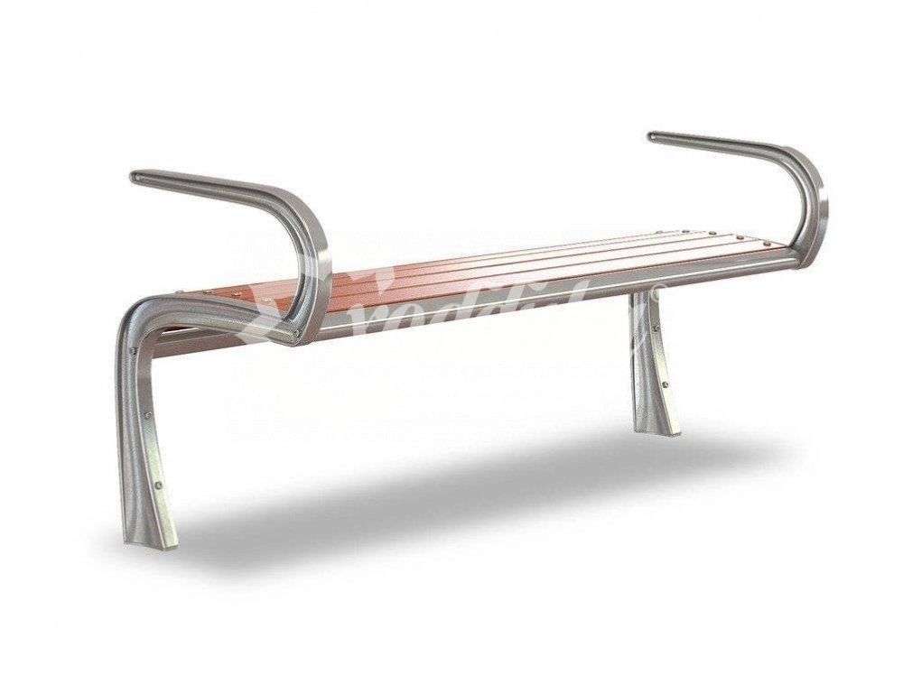 Скамейка алюминиевая без спинки с подлокотниками «Сидней» - 1