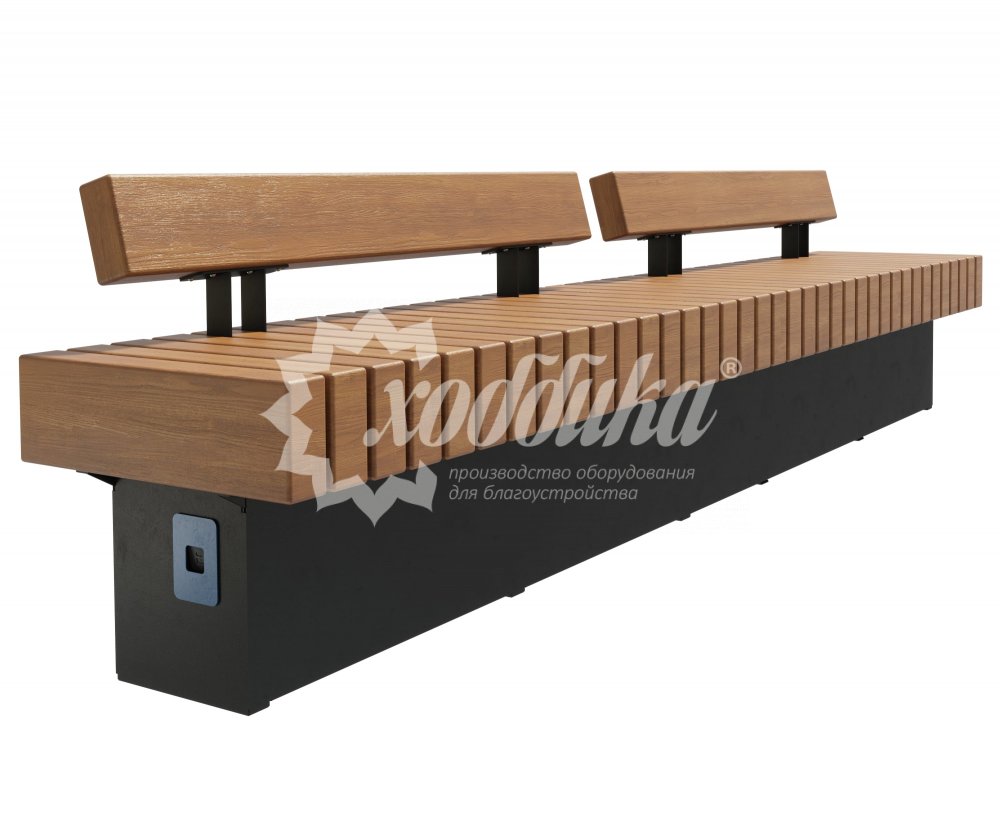 Скамейка стальная «Wood Bench» с USB-входами - 5