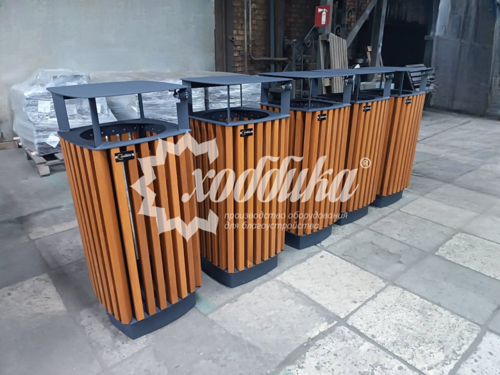 Урна «Стеллар Вуд» квадратная с крышкой - 8