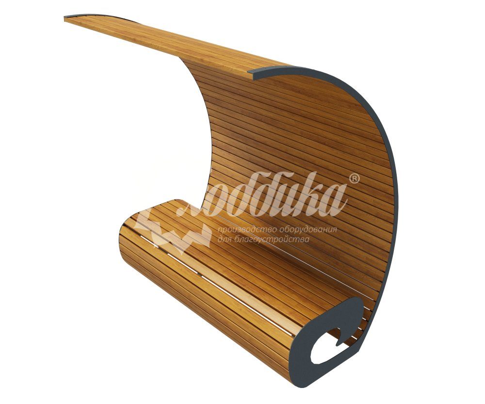 Скамейка стальная с навесом «Волна Вуд» - 1