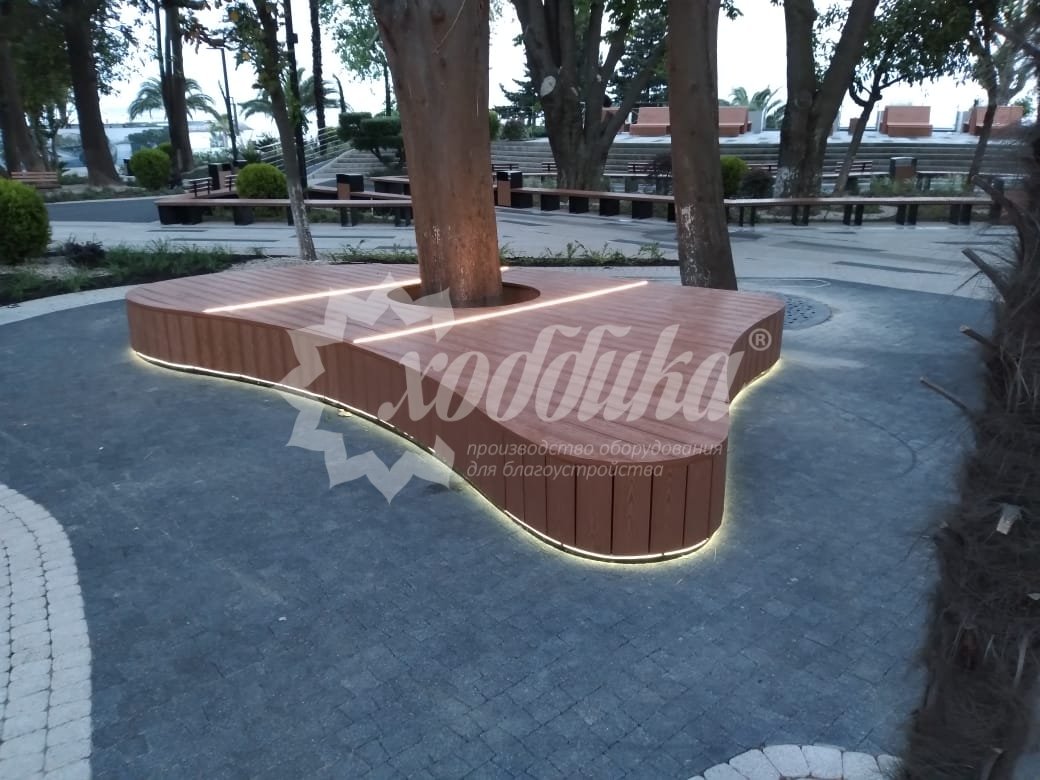 Парк «Ривьера» в Сочи: скамейка «Радиус» с композитом, лежаки и подиум - 9