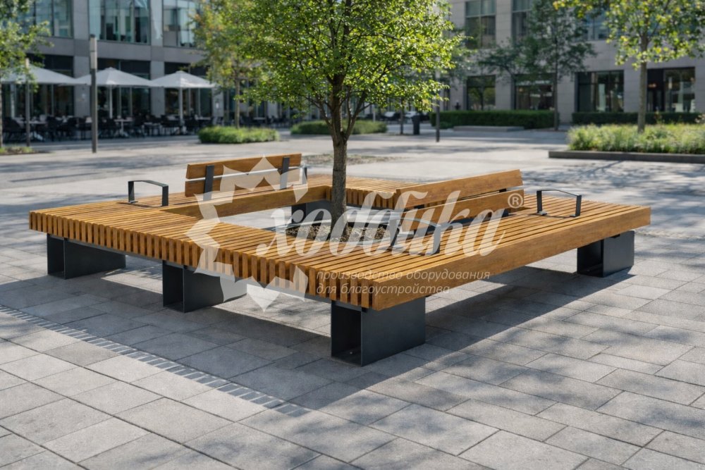 Скамейка стальная вокруг дерева или столба «Лондон» - 2