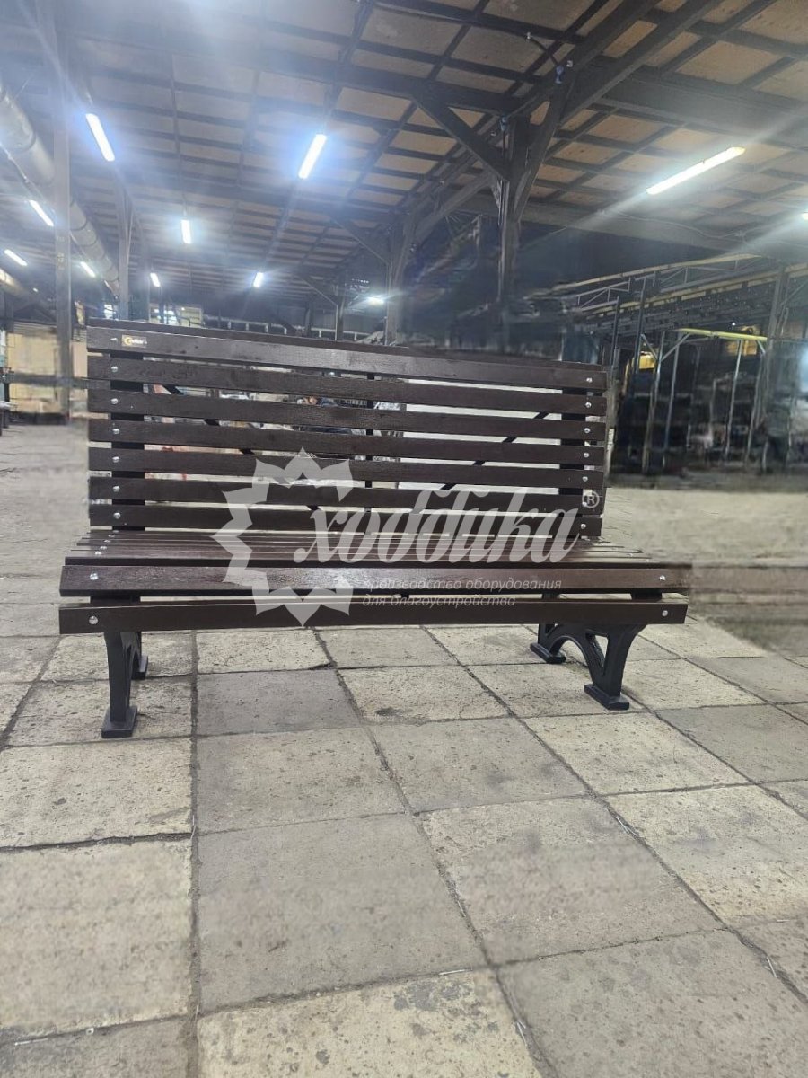 Скамейка алюминиевая «Вокзал» 1,8 м палисандр распродажа - 1