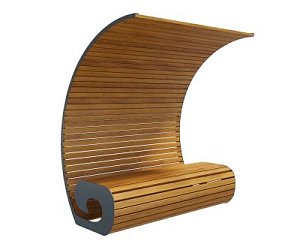 Скамейка стальная с навесом «Волна Вуд»