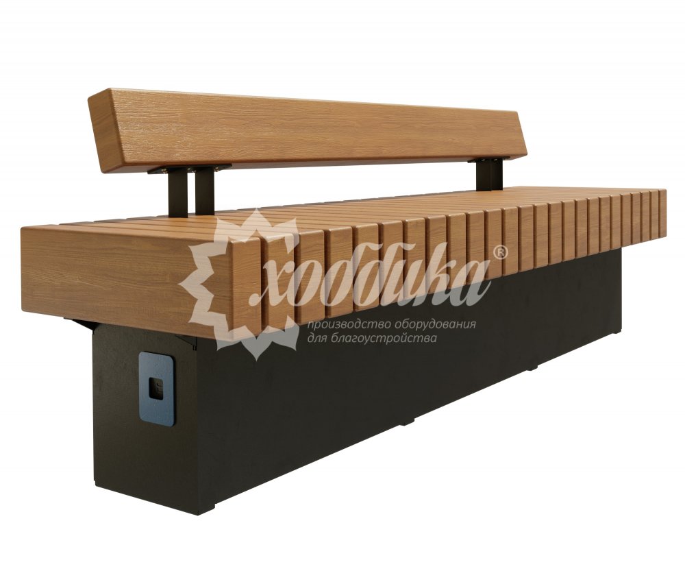 Скамейка стальная «Wood Bench» с USB-входами - 3