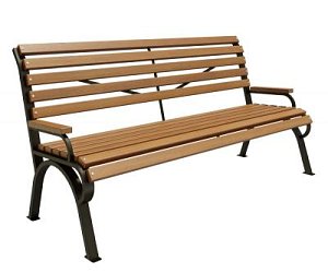 Скамейка стальная «Риза» с подлокотниками палисандр 1,5 м распродажа