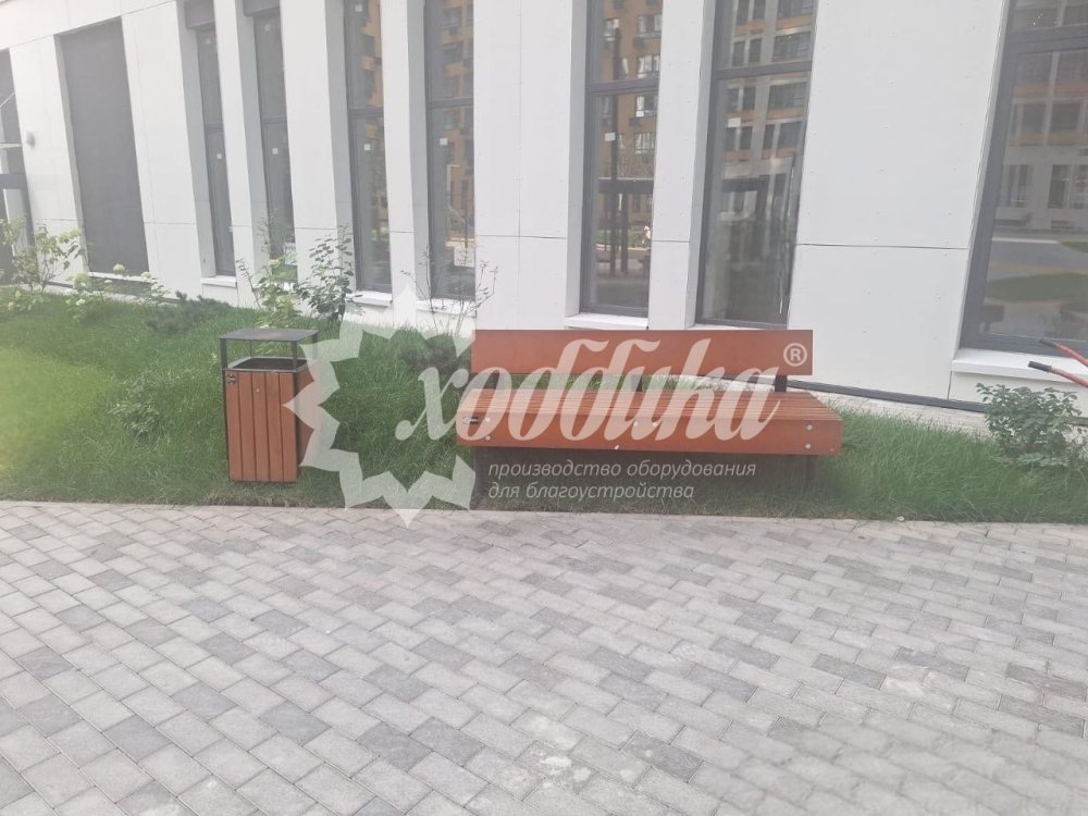 Скамейка «Линия» со спинкой - 5