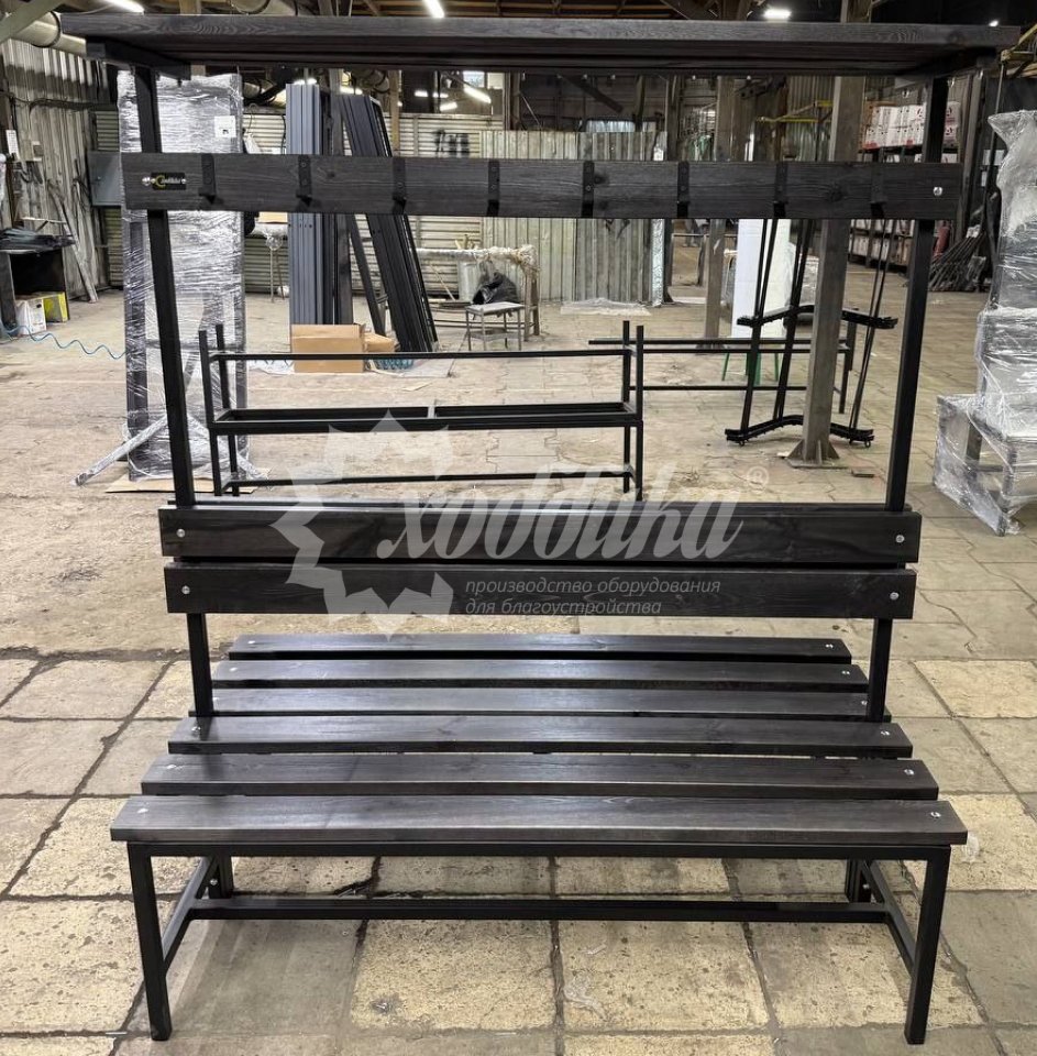 Скамейка с вешалкой для раздевалок «Ювентус» двухсторонняя - 1