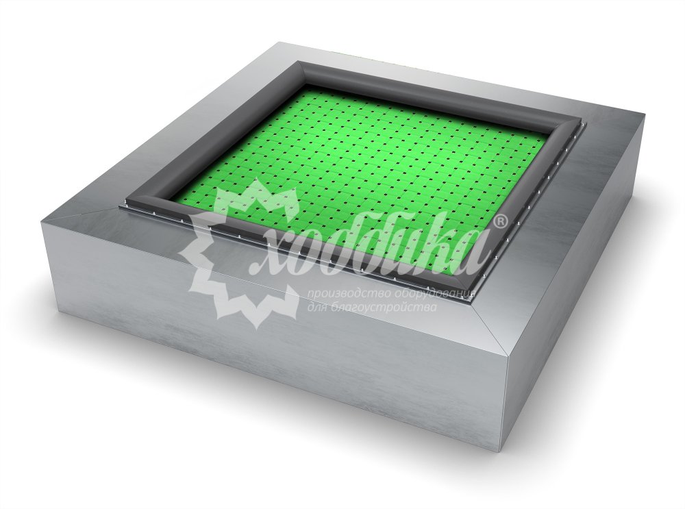 Батут с полотном из ремней с цветным покрытием «Mevik Plus PU S-1000» квадрат - 1