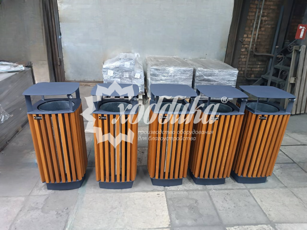 Урна «Стеллар Вуд» квадратная с крышкой - 7